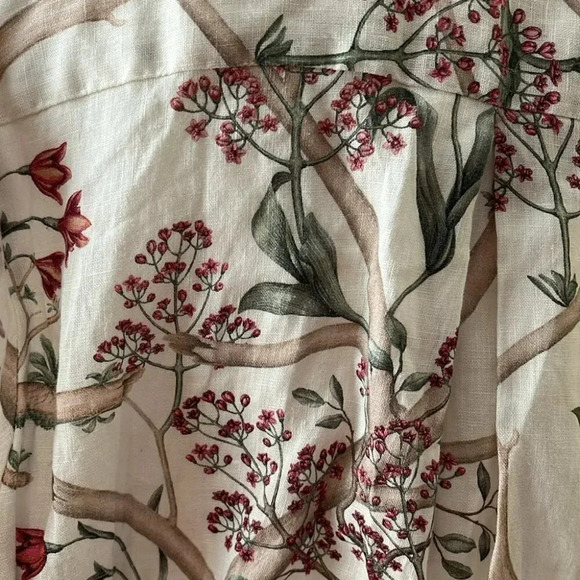 [M]Johanne Ortiz xH&M Designer White Orchid Linen Button Down L/S Shirt Dress - Picture 13 of 16